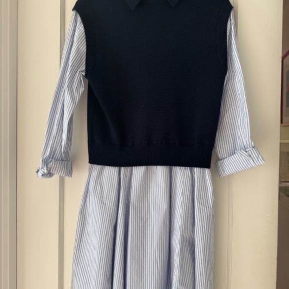 Navy Derek Lam 10 Crosby Cressida mixed media dress - NWT - Picture 2 of 5